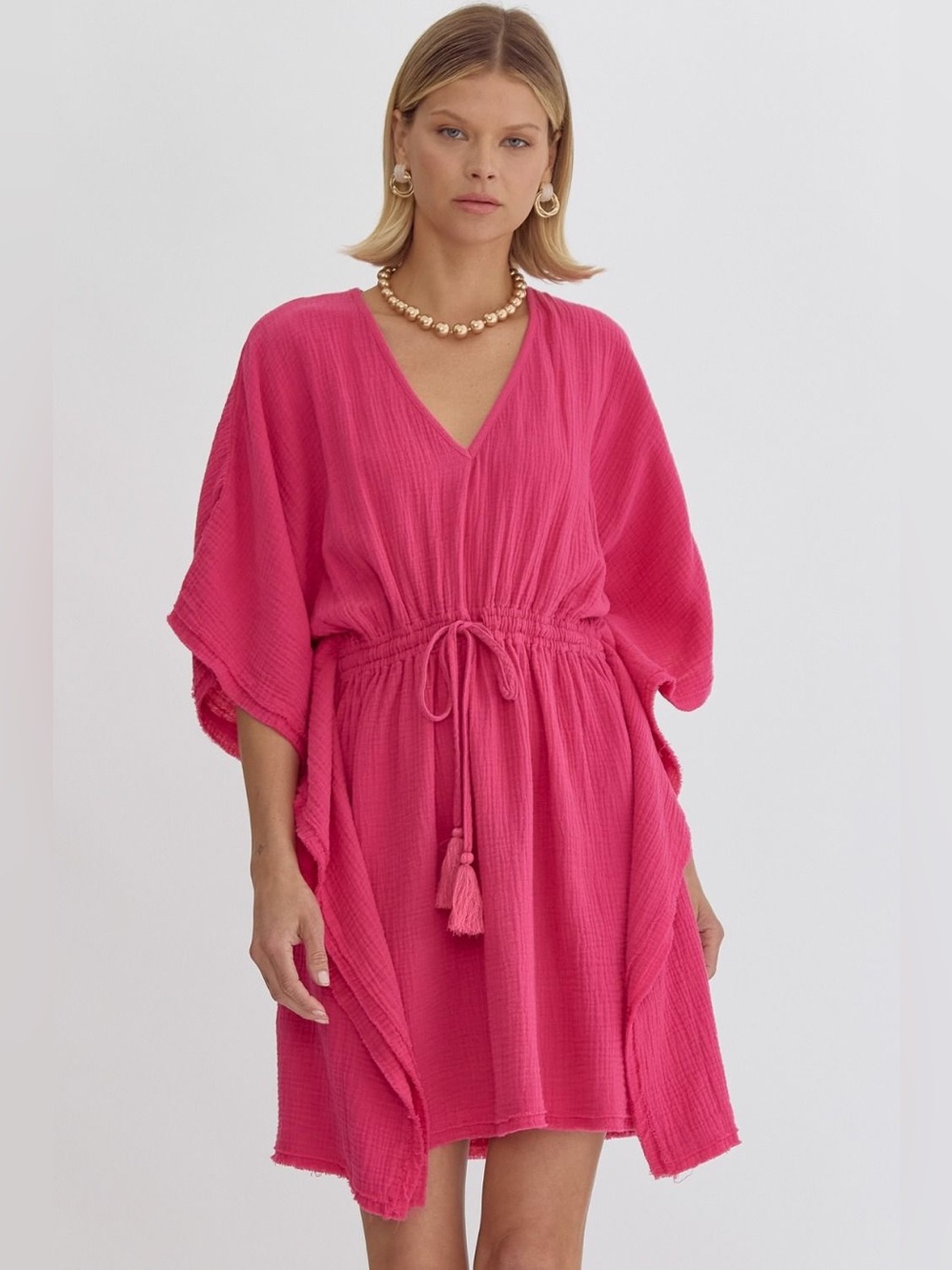 entro Bat Wing V-Neck Mini Dress